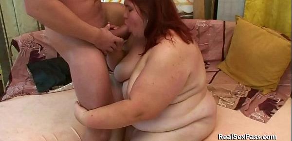  Fat redheads stomach and boobs hang like udders